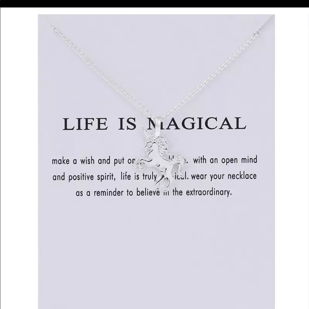 Silver Plated Unicorn Necklace on Card Brand New